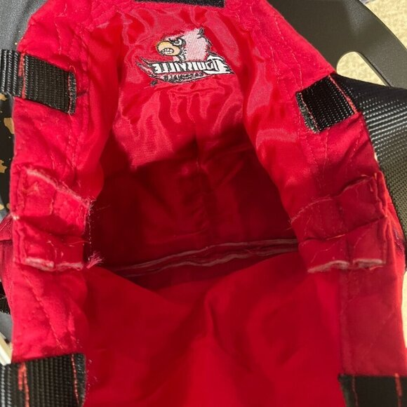 U of L Louisville Cardinals Quilted Tote Bag Red Black Shoulder Strap - Picture 5 of 5